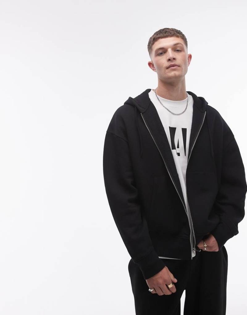 Topman - Oversize-Kapuzenjacke in Schwarz von Topman