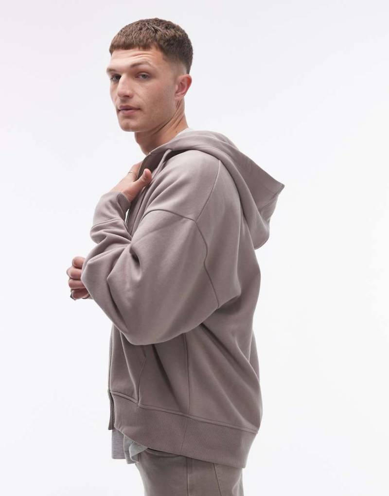 Topman - Oversize-Kapuzenjacke in Stein-Neutral von Topman