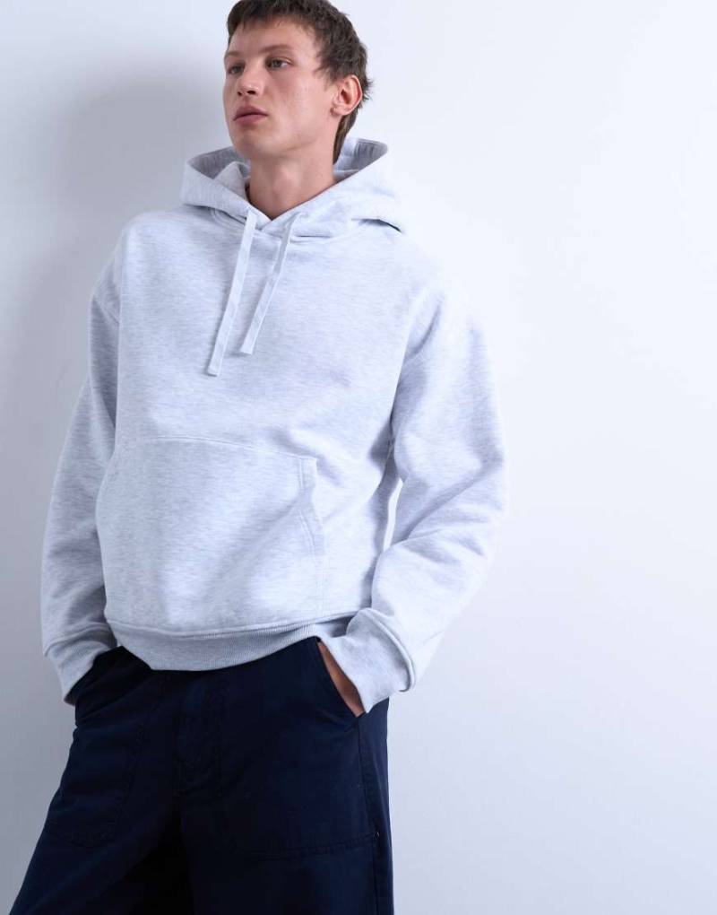 Topman - Oversize-Kapuzenpullover in Hellgrau meliert von Topman