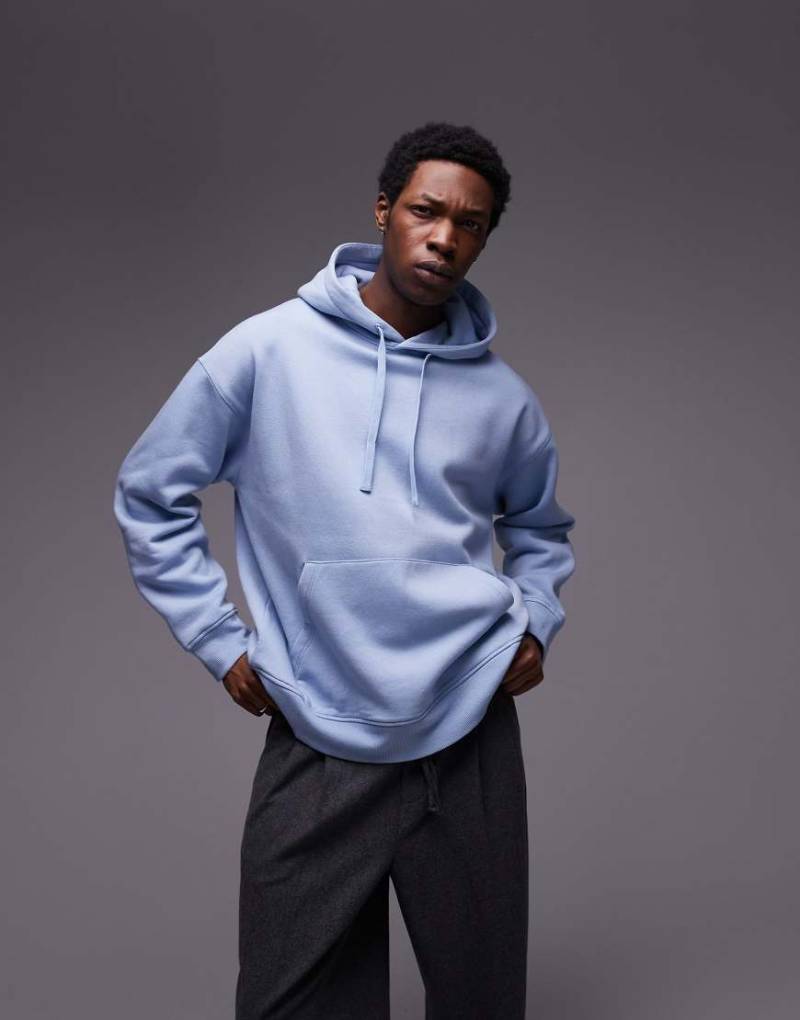 Topman - Oversize-Kapuzenpullover in Mittelblau von Topman