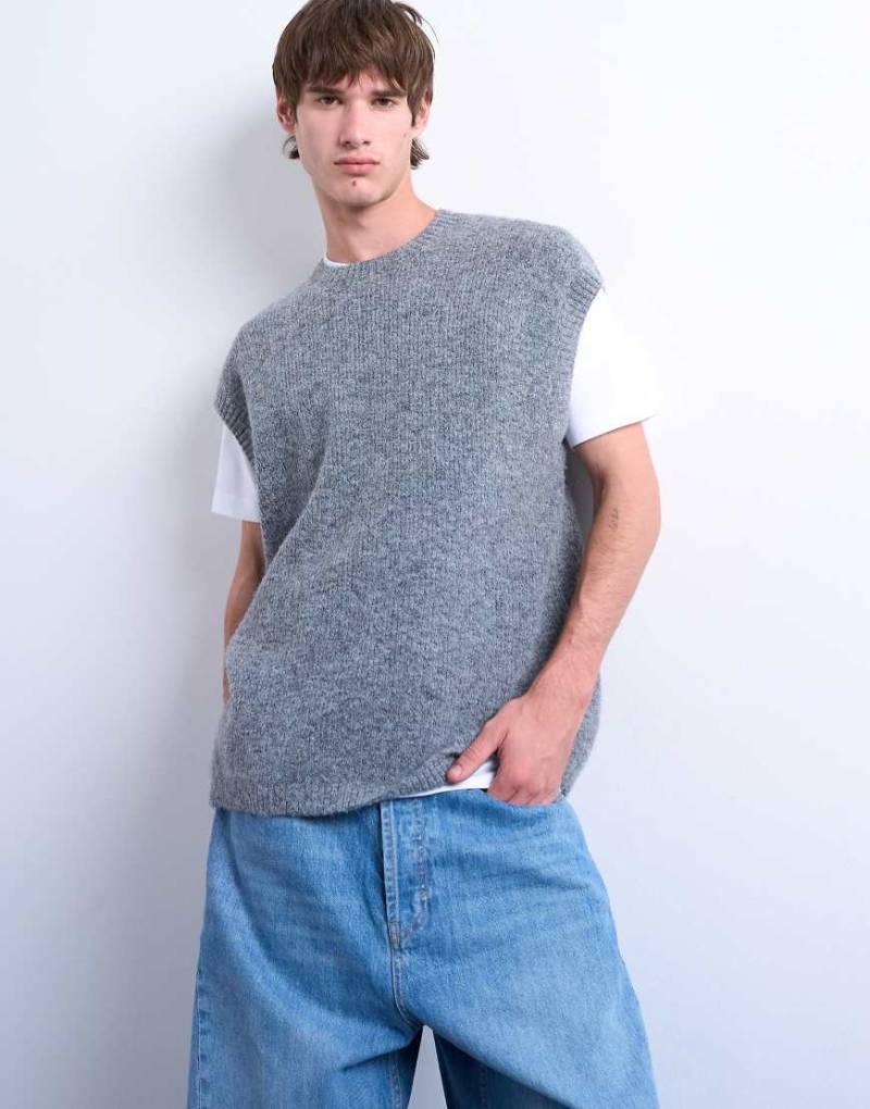 Topman - Oversize-Strickpullunder in Anthrazit mit Rundhalsausschnitt-Grau von Topman