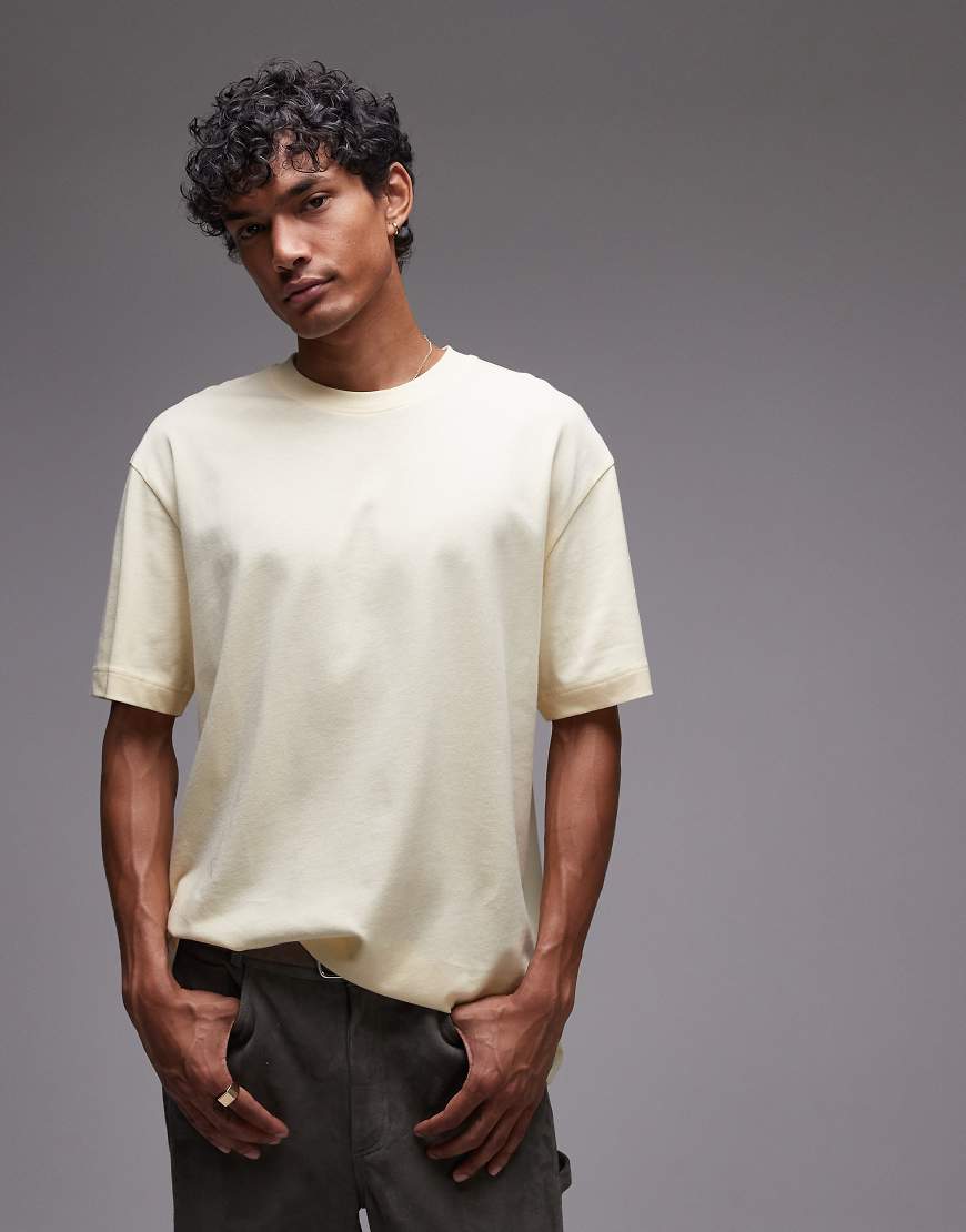 Topman - Oversize-T-Shirt in Buttermilchgelb von Topman