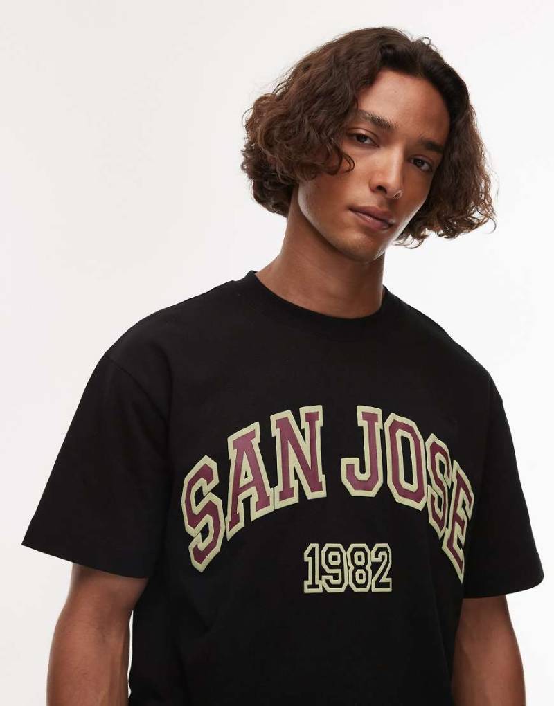 Topman - Relaxed-Fit-T-Shirt in Schwarz mit „San Jose"-Print von Topman