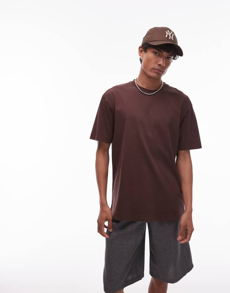 Topman - Relaxed-Fit-T-Shirt in verwaschenem Braun von Topman