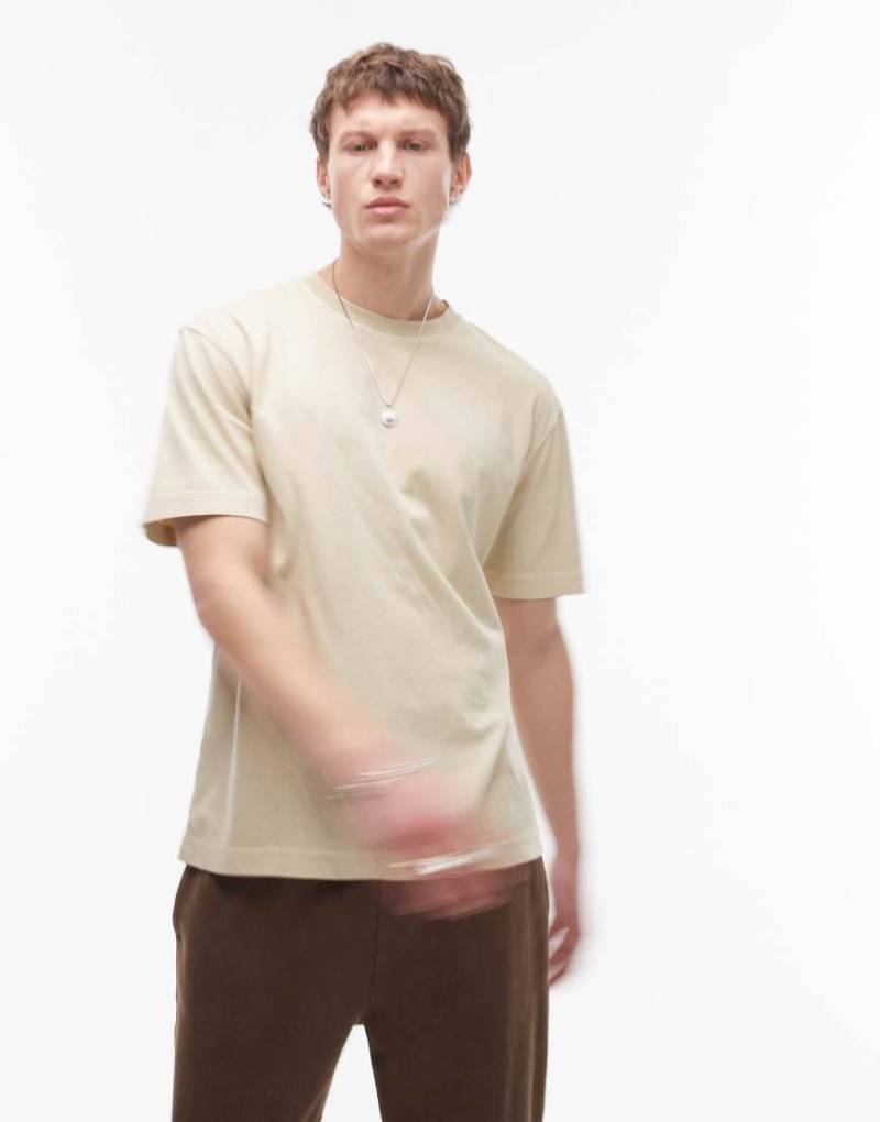 Topman - Relaxed-Fit-T-Shirt in verwaschenem Steinbeige-Neutral von Topman