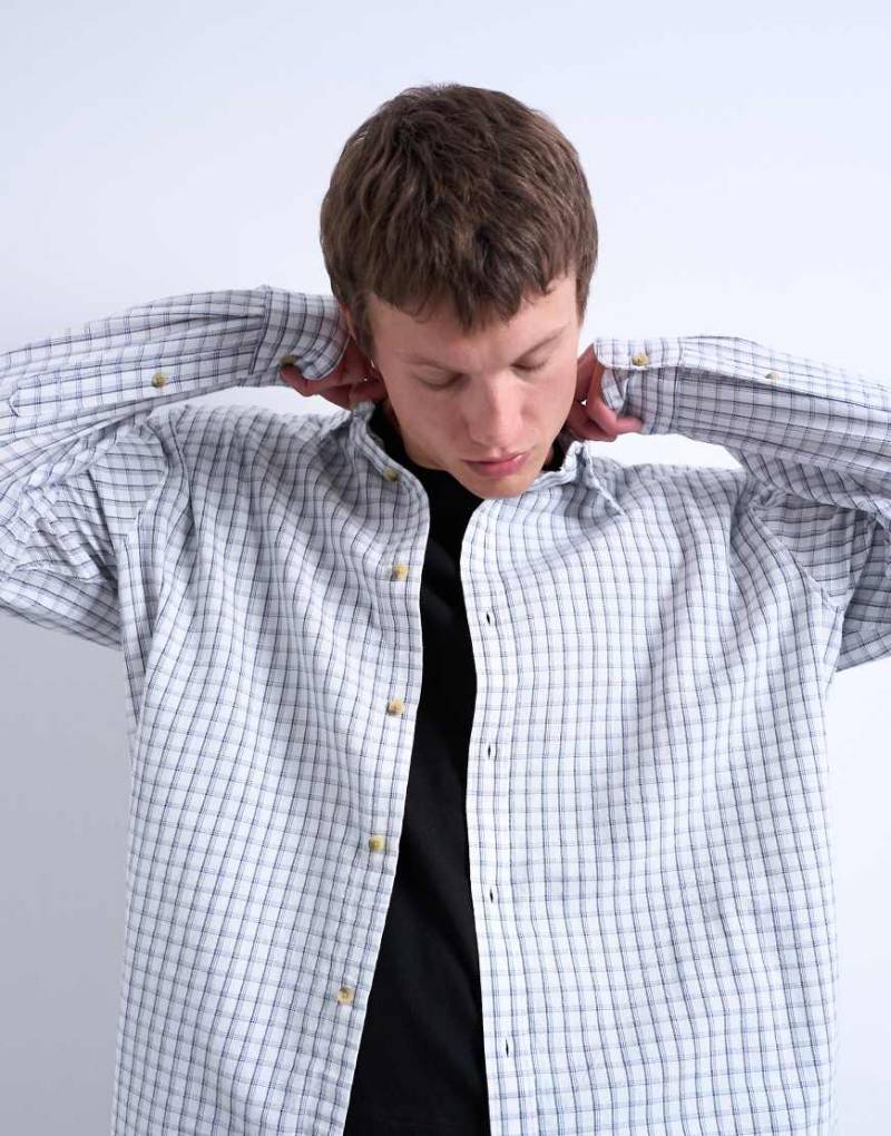 Topman - Oversized-Fit-Karohemd aus Flanell in Hellblau von Topman