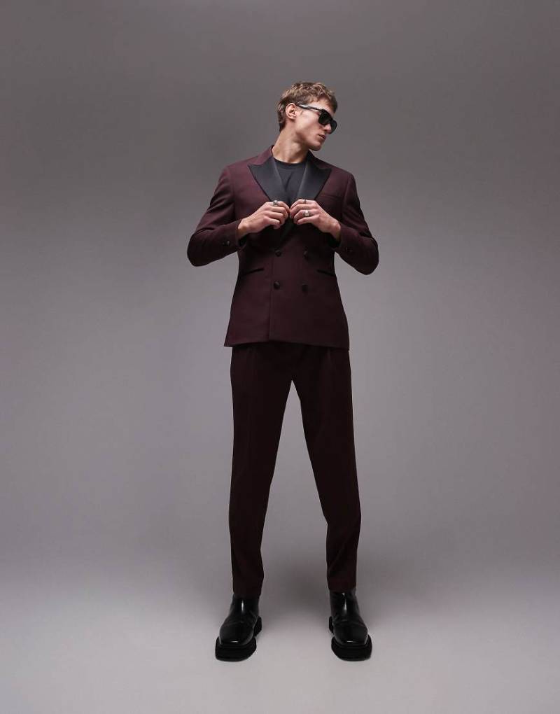 Topman - Premium - Schmal zulaufende Anzughose in Rot von Topman