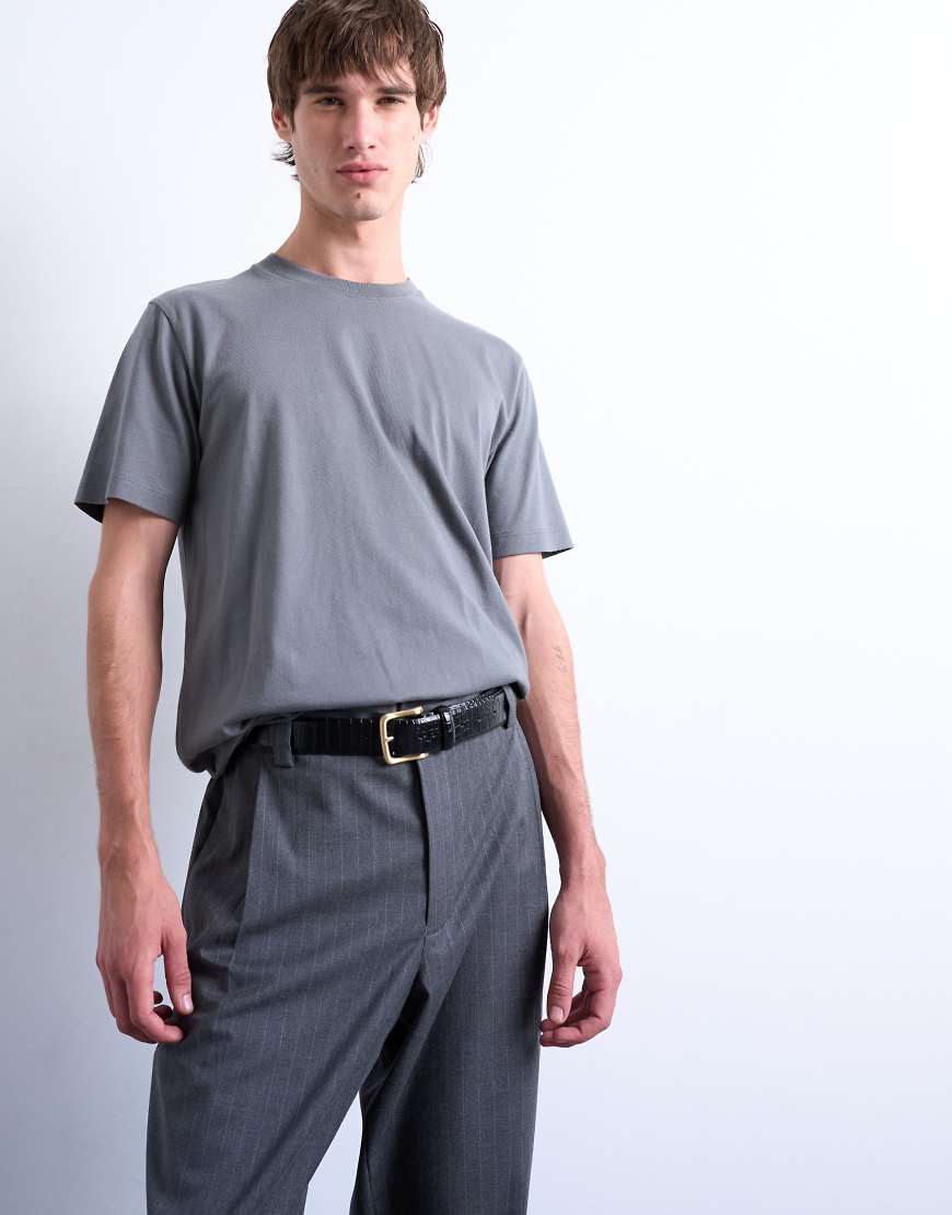 Topman - Regulär geschnittenes T-Shirt in Grau Topman - Regulär geschnittenes T-Shirt in Grau von Topman