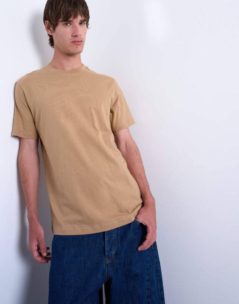 Topman - Classic-Fit-T-Shirt in dunklem Steinbeige-Neutral von Topman