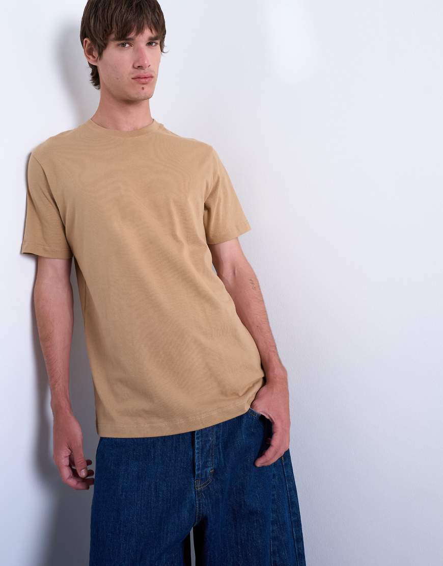 Topman - Classic-Fit-T-Shirt in dunklem Steinbeige-Neutral von Topman