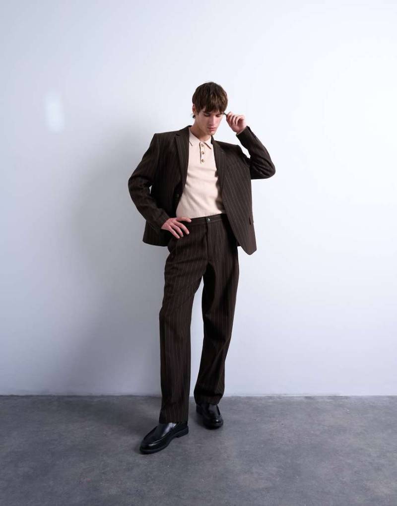 Topman - Relaxed-Fit-Blazer in Braun mit Streifen-Brown von Topman