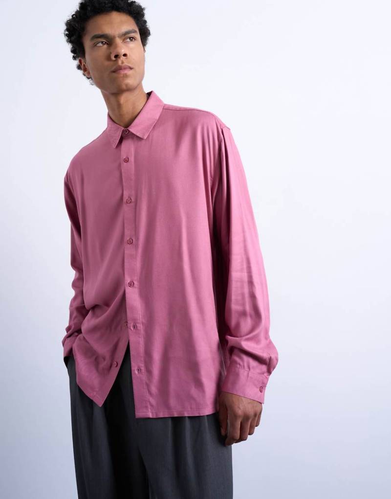 Topman - Relaxed-Fit-Hemd aus Viskose-Twill in Malve-Rosa von Topman