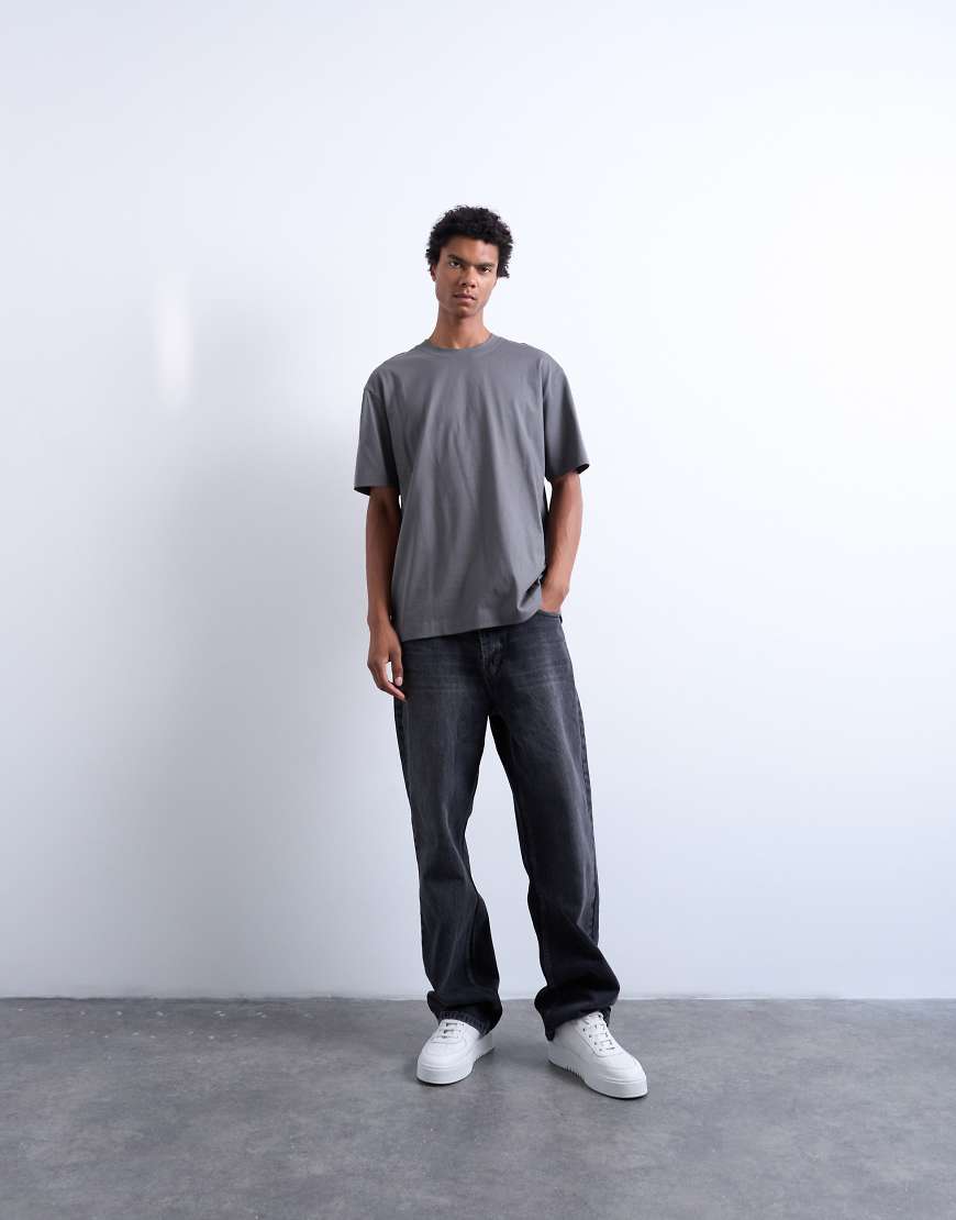 Topman - Relaxed-Fit-T-Shirt in Anthrazit-Grau von Topman