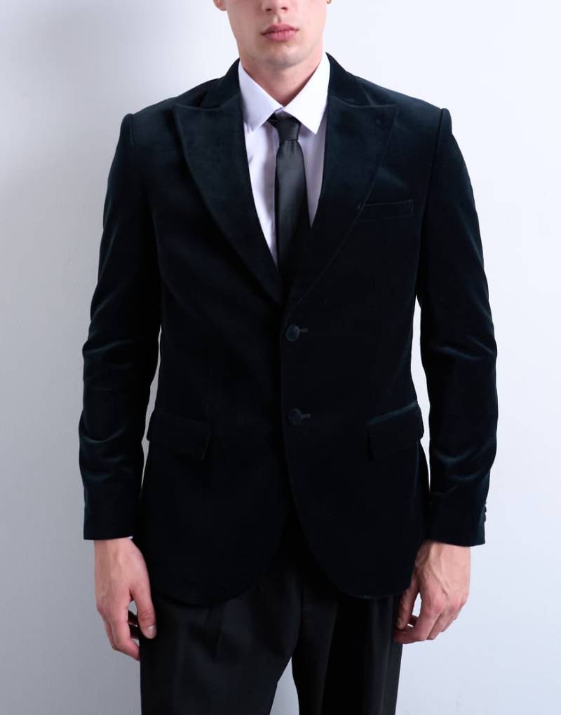 Topman - Samt-Blazer in Schwarz von Topman