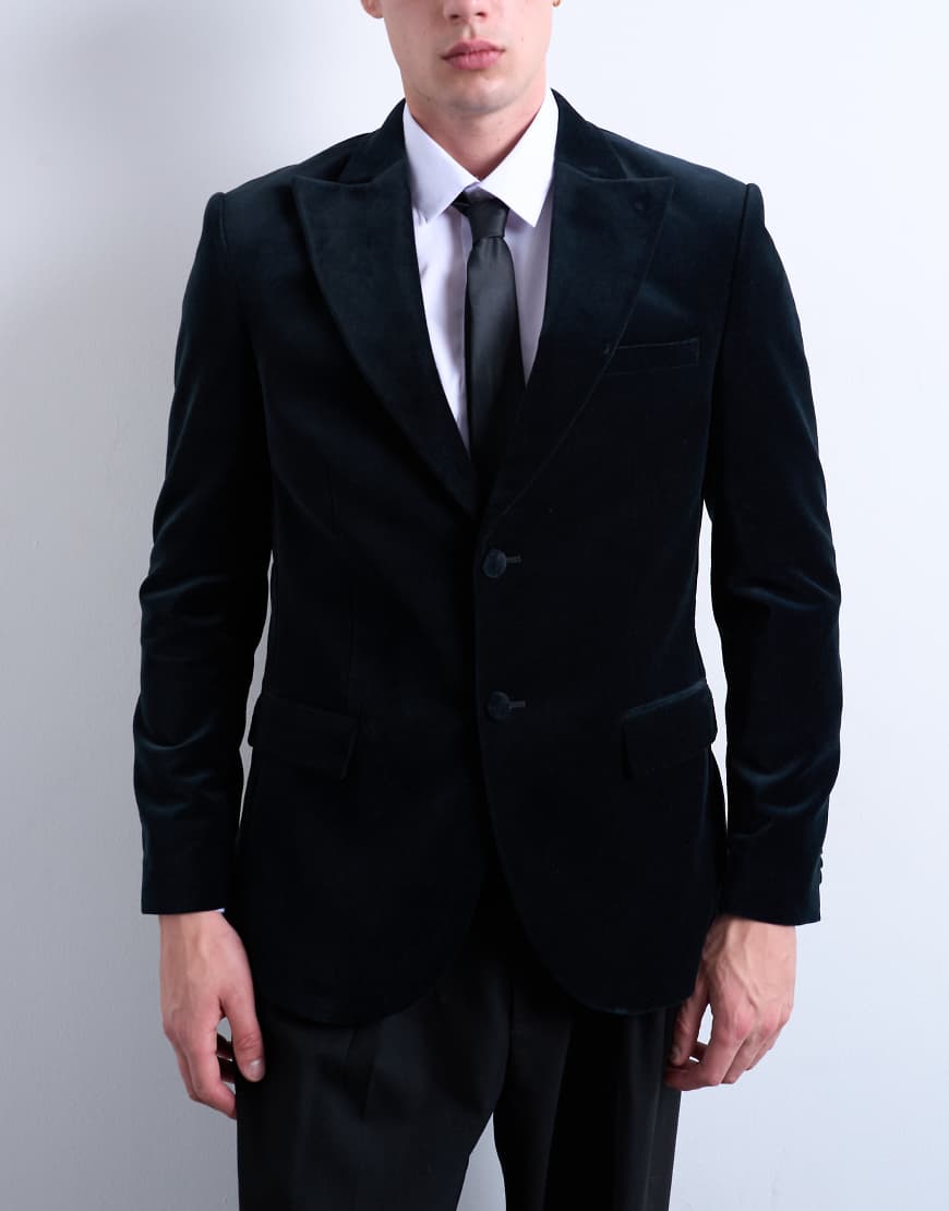 Topman - Samt-Blazer in Schwarz von Topman