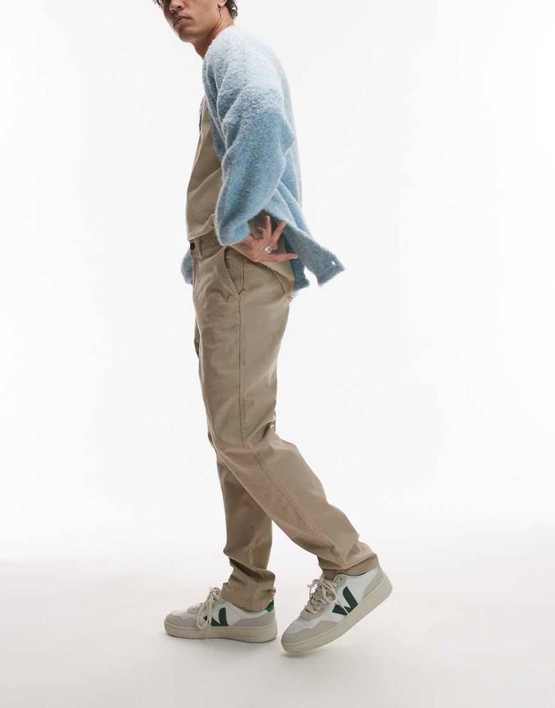 Topman - Schmal geschnittene Chinohose in Stein-Neutral von Topman