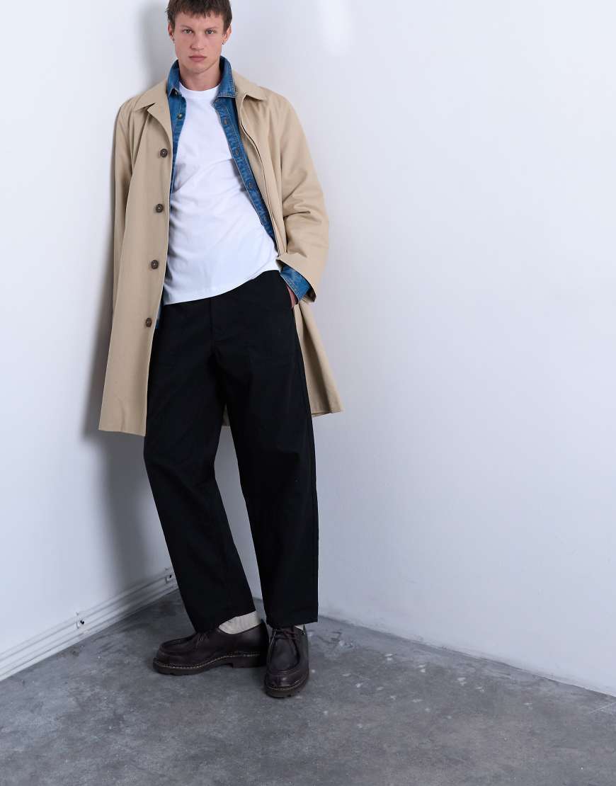 Topman - Schmal zulaufende Hose aus Ripstop in Schwarz mit Ziernähten von Topman