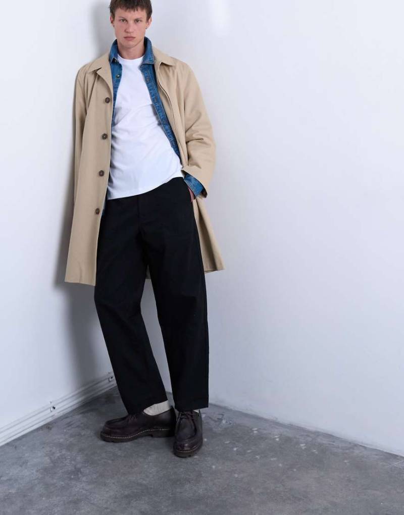 Topman - Schmal zulaufende Hose aus Ripstop in Schwarz mit Ziernähten von Topman