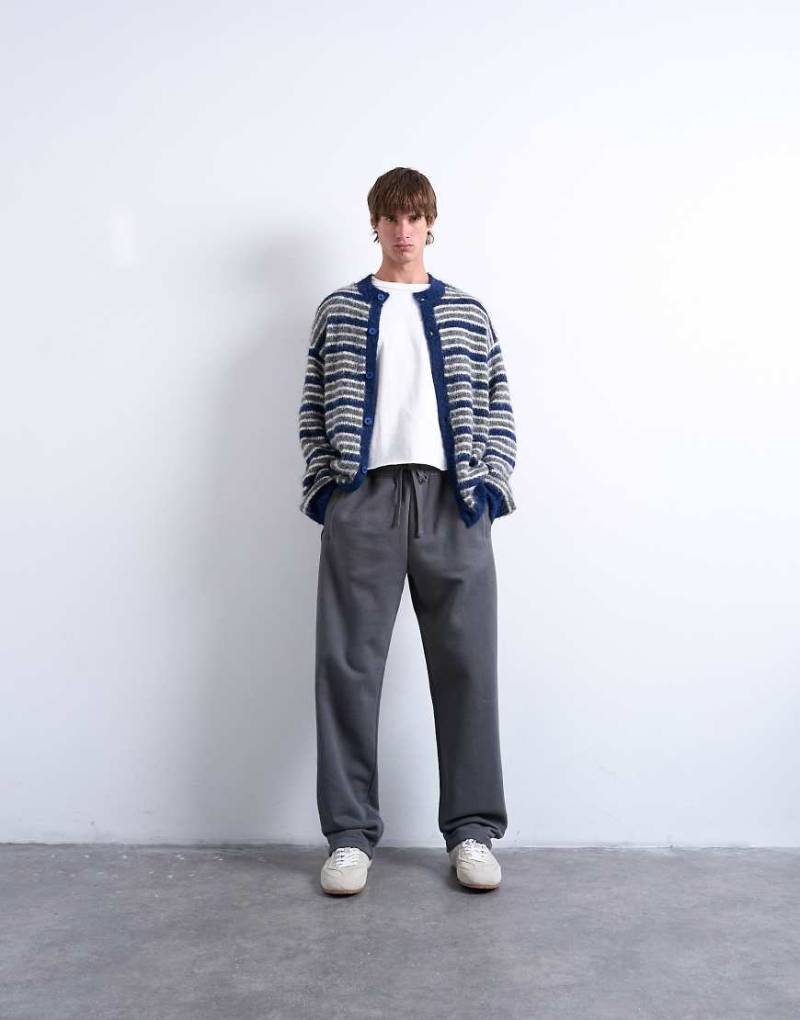 Topman - Schwere Jogginghose in Anthrazit mit geradem Schnitt-Grau von Topman