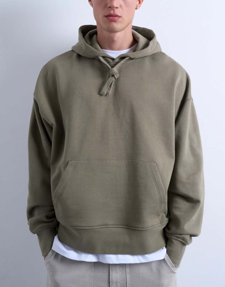 Topman - Schwerer Oversize-Kapuzenpullover in Khaki-Grün von Topman