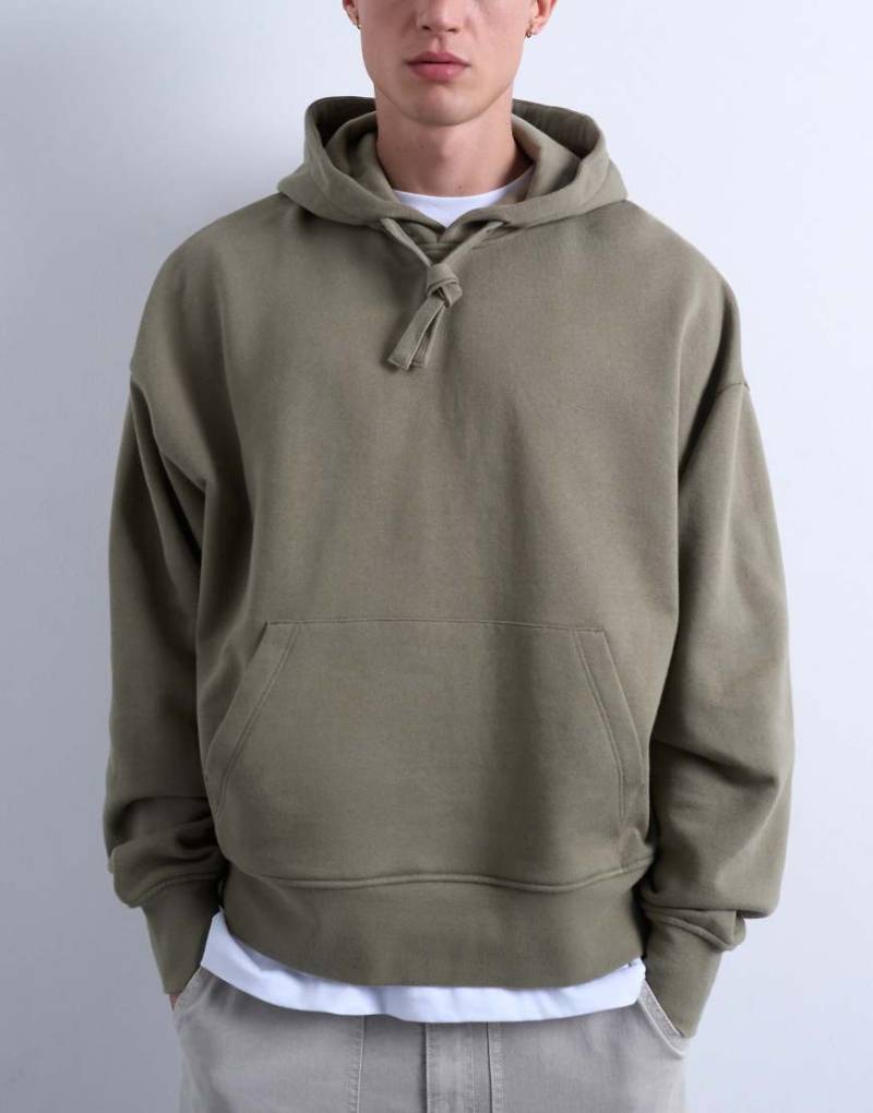 Topman - Schwerer Oversize-Kapuzenpullover in Khaki-Grün von Topman