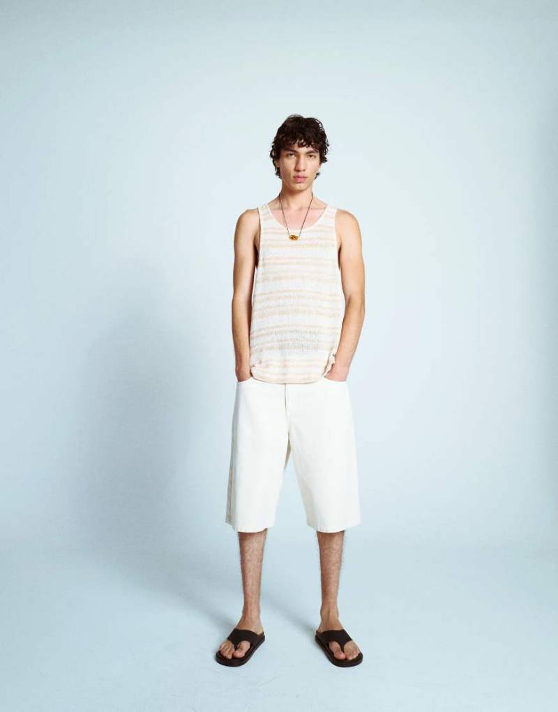 Topman - Shorts aus gewaschenem Twill in Neutral von Topman