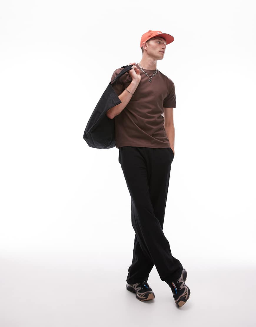 Topman - Straight-Fit-Jogginghose aus Seersucker in Schwarz von Topman