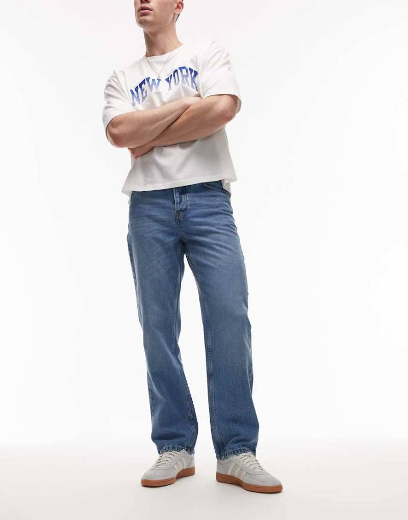 Topman - Straight Jeans in mittelblauer Waschung von Topman