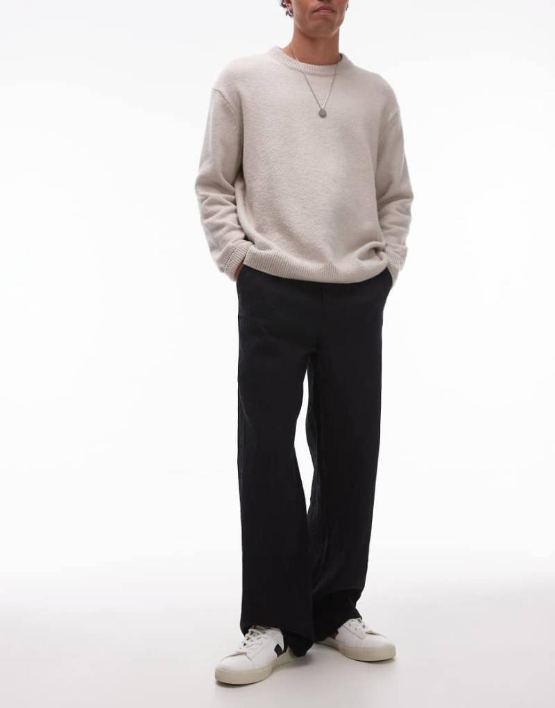 Topman - Strukturierte Hose mit weitem Bein in Schwarz von Topman