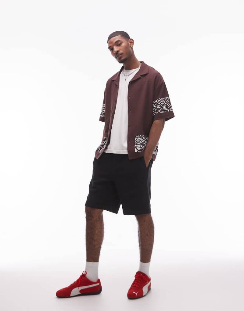 Topman - Strukturierte Bermudashorts in Schwarz von Topman