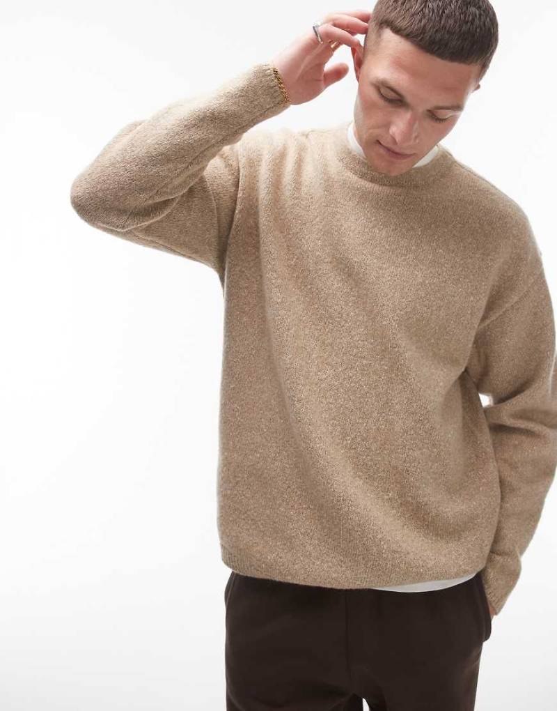 Topman - Strukturierter Pullover in Hellbeige meliert-Neutral von Topman