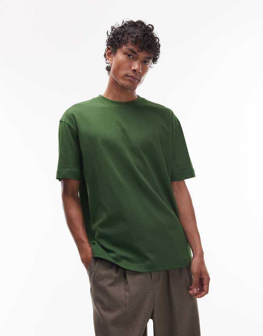 Topman - T-Shirt in Grün mit Oversize-Schnitt von Topman