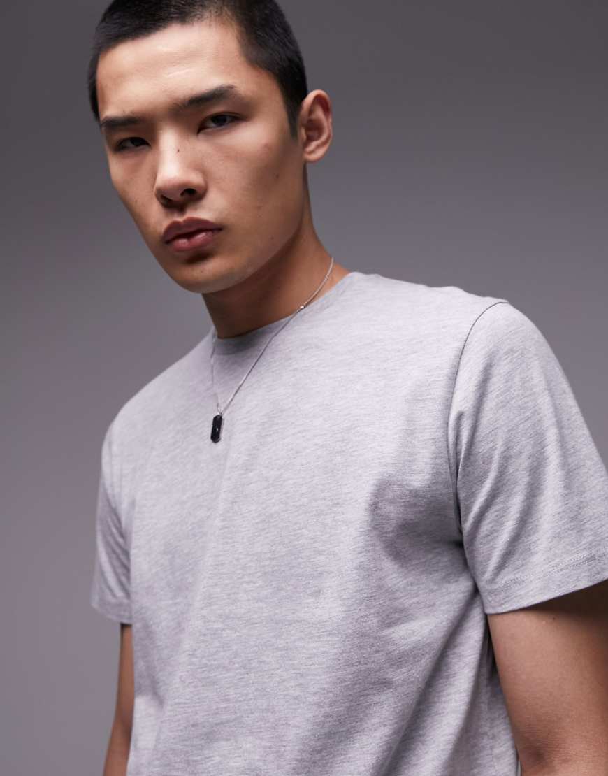 Topman - T-Shirt in Kalkgrau in regulärer Passform von Topman