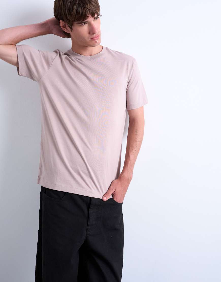 Topman - T-Shirt in Nerzbraun mit klassischem Schnitt-Neutral von Topman