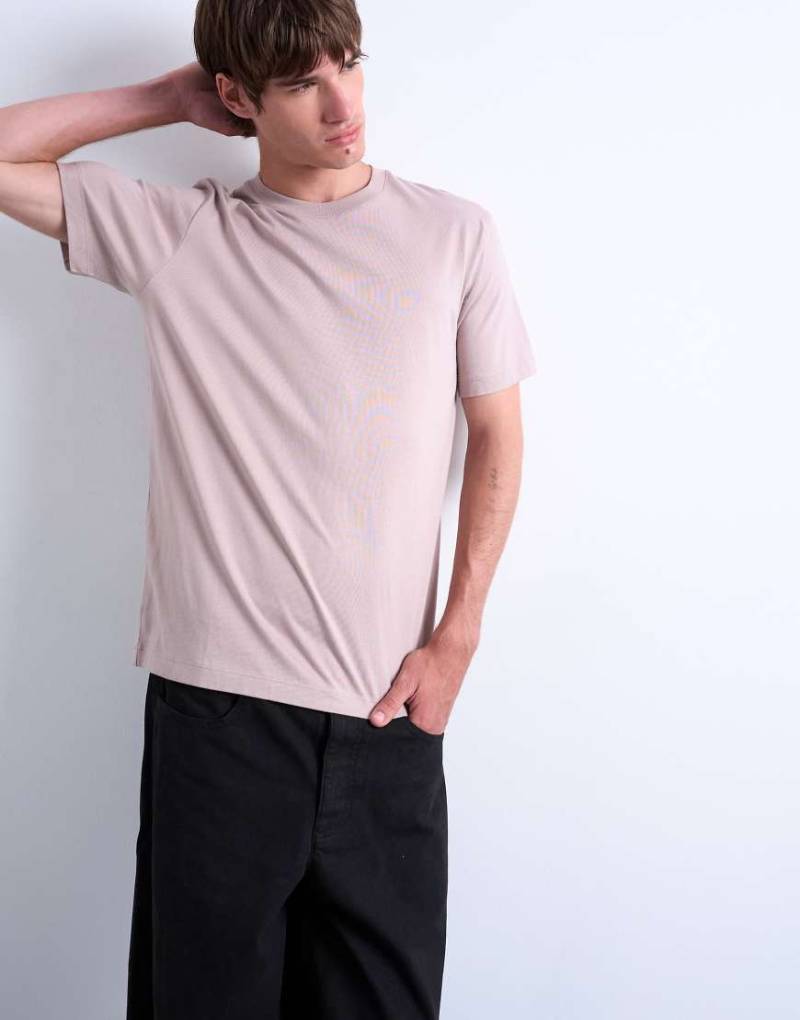 Topman - T-Shirt in Nerzbraun mit klassischem Schnitt-Neutral von Topman