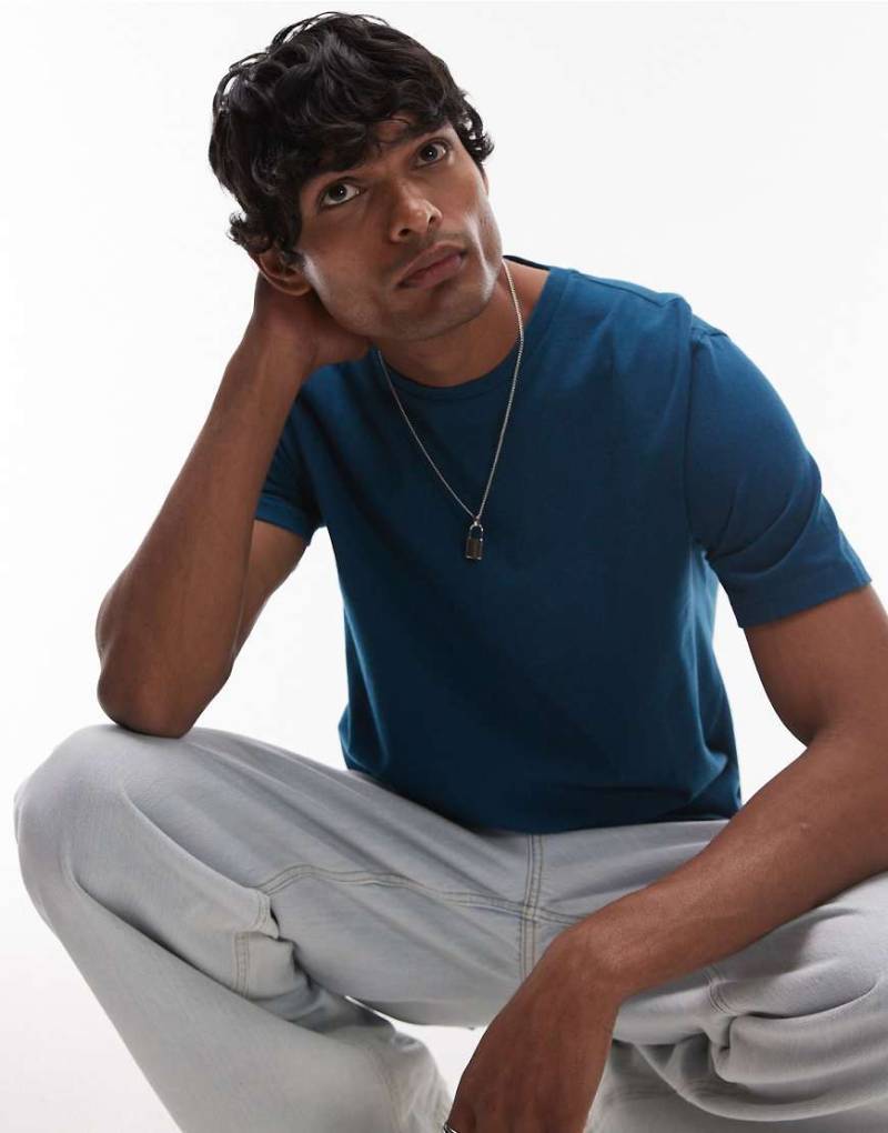 Topman - Classic-Fit-T-Shirt in Petrol-Grün von Topman