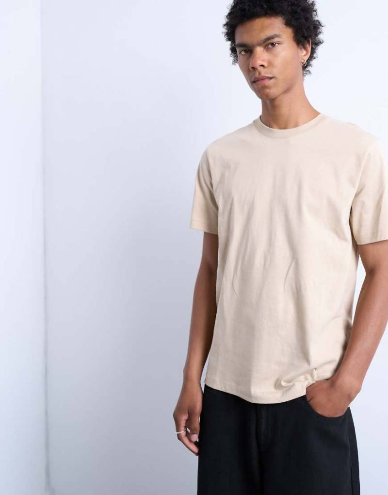 Topman - T-Shirt in Stein mit klassischem Schnitt-Neutral von Topman