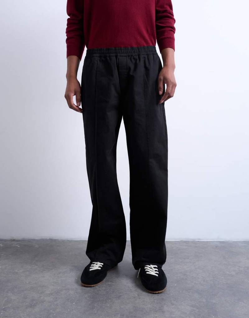 Topman - Weite Hose aus Twill in Schwarz mit Biesen von Topman