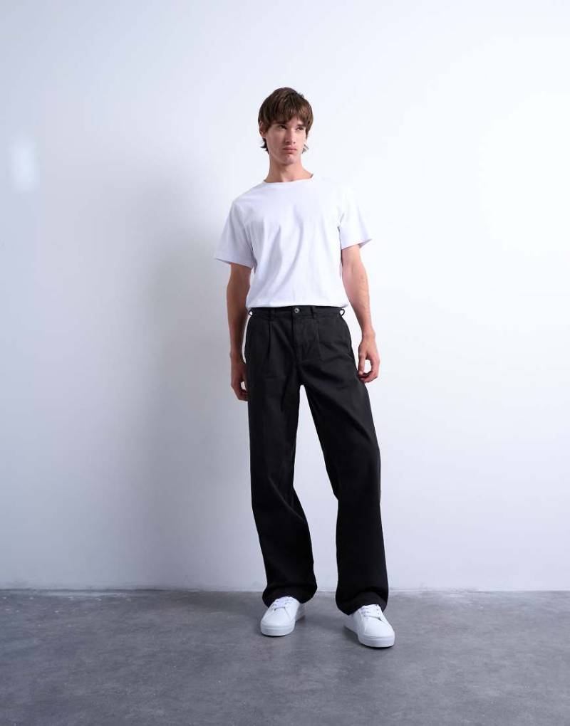 Topman - Weite Hose aus Twill in Schwarz von Topman