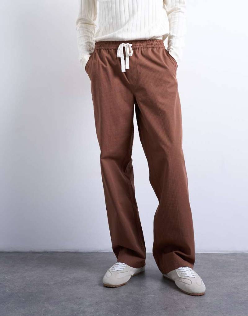 Topman - Weite Hose in gestreiftem Braun-Brown von Topman