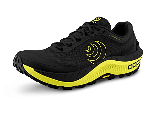 Topo Athletic Herren MTN Racer 3 bequeme leichte 5 mm Drop Trail Running Schuhe, Sportschuhe für Trailrunning, Schwarz/Limette, 11.5 von Topo Athletic