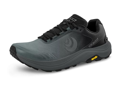 Topo Athletic MT-5 Herren-Laufschuhe – bequem, leicht, gepolstert, langlebig, 5 mm Fallschnürung, Trailrunning-Schuhe, Schwarz/Dunkelgrau, 45 EU von Topo Athletic