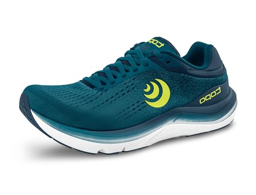 Topo Athletic Magnifly 5 Herren-Laufschuhe, bequem, leicht, gepolstert, langlebig, 0 mm, geschnürt, Straßenlaufschuhe, Sportschuhe für Straßenlauf, Blau/Grün, 45 EU von Topo Athletic