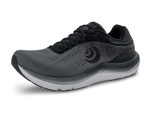 Topo Athletic Magnifly 5 Herren-Laufschuhe, bequem, leicht, gepolstert, langlebig, 0 mm, geschnürt, Straßenlaufschuhe, Sportschuhe für Straßenlauf, Dunkelgrau/Schwarz, 44 EU von Topo Athletic