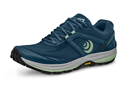 Topo Athletic Terraventure 3 Damen Bequeme Gepolsterte Langlebige 3 mm Drop Traillaufschuhe Sportschuhe für Traillaufen, Denim/Mint, 37 EU von Topo Athletic