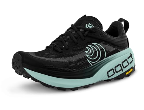 Topo Athletic Vista Damen-Sportschuhe, leicht, bequem, 5 mm, Trailrunning-Schuhe, Schwarz/Mint, 39.5 EU Weit von Topo Athletic