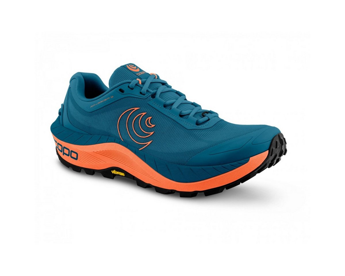 Topo MTN Racer 3 (Mountain, Trail, breitere Zehenbox) blau/orange Herren Laufschuh von Topo
