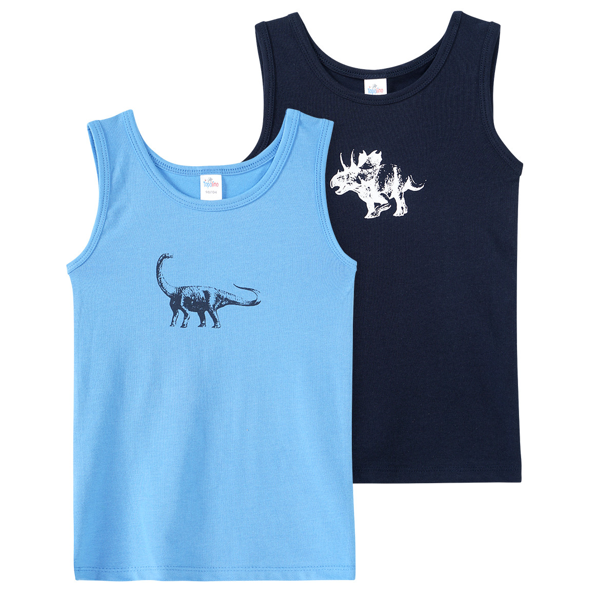 2 Jungen Unterhemden mit Dino-Prints von Topolino