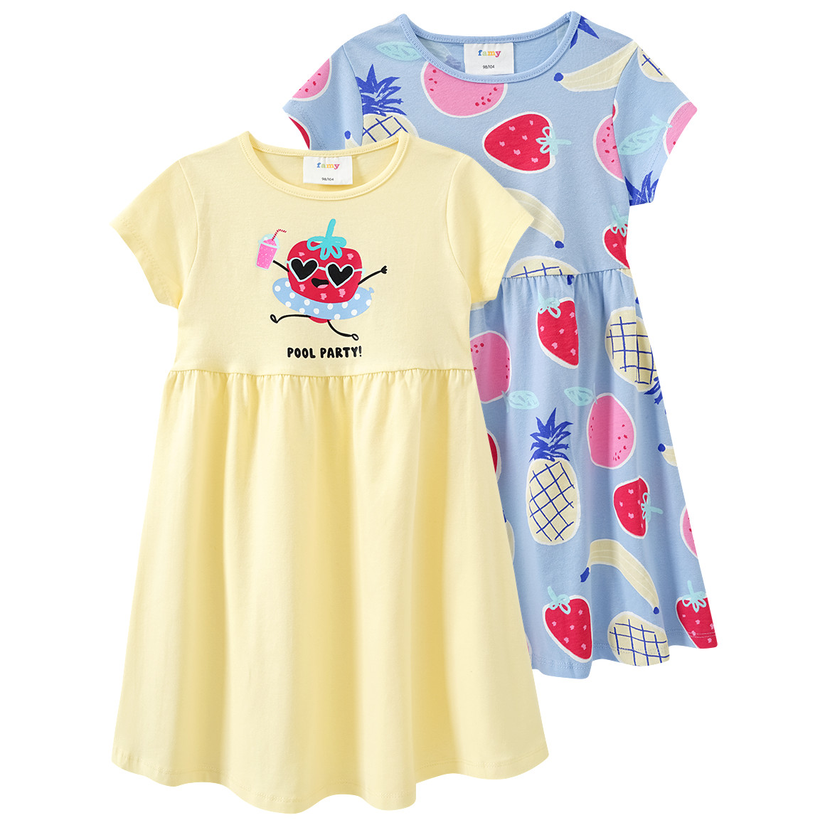2 Mädchen Kleider mit bunten Motiven 2 Mädchen Kleider mit bunten Motiven von Topolino