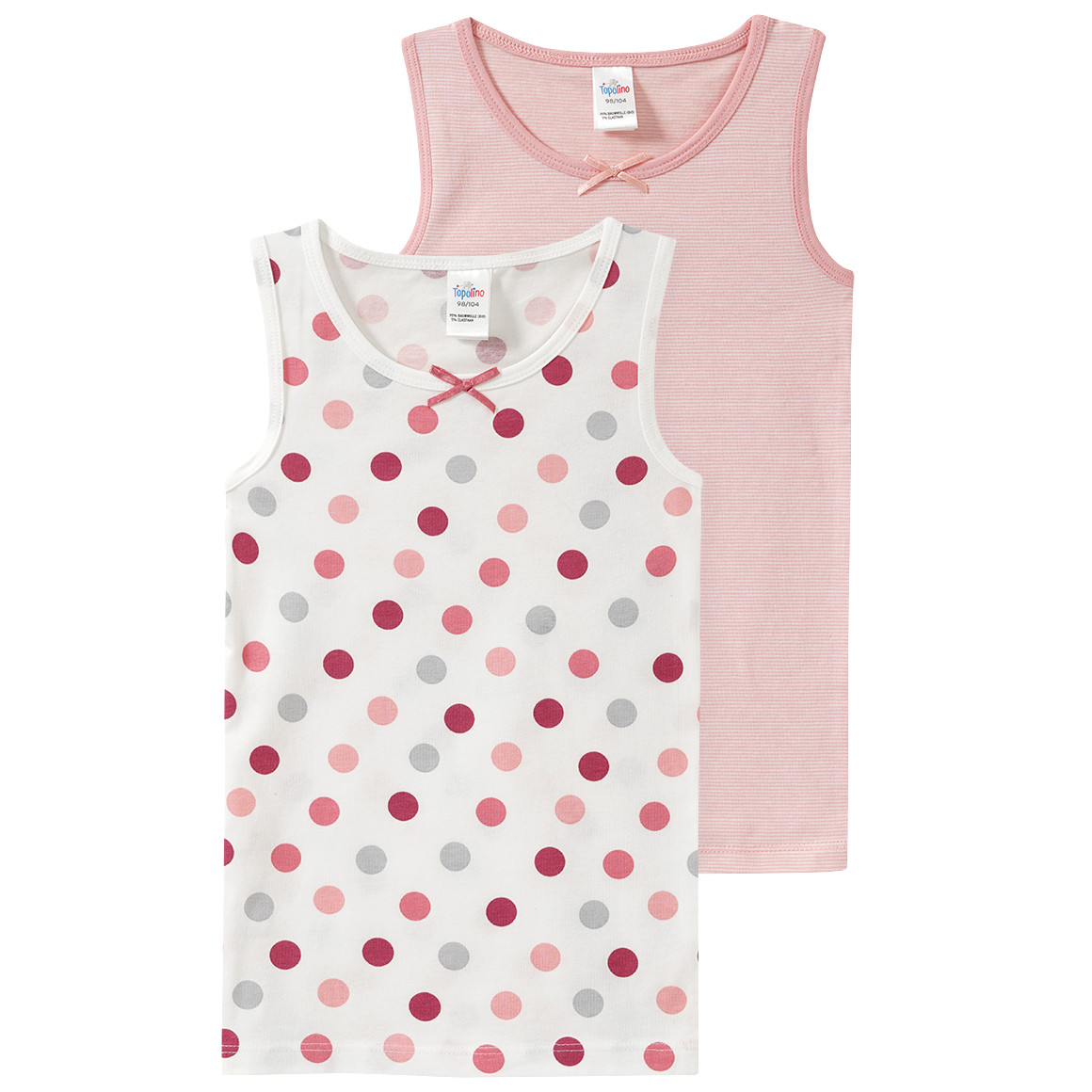 2 Mädchen Unterhemden mit Punkte-Allover von Topolino